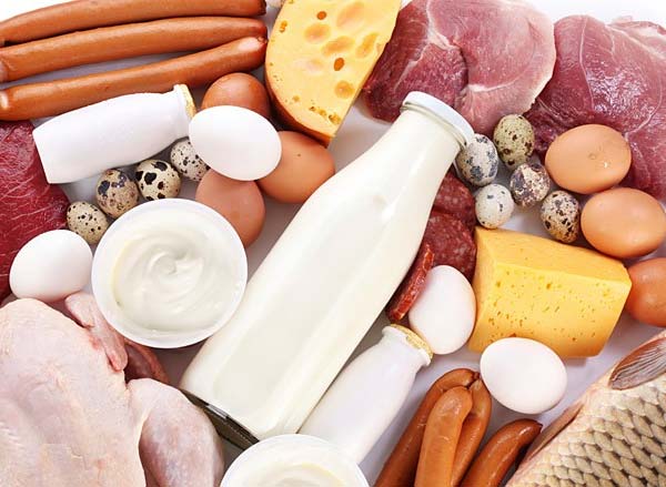 Alimente de origine animală: carne, lapte, ouă